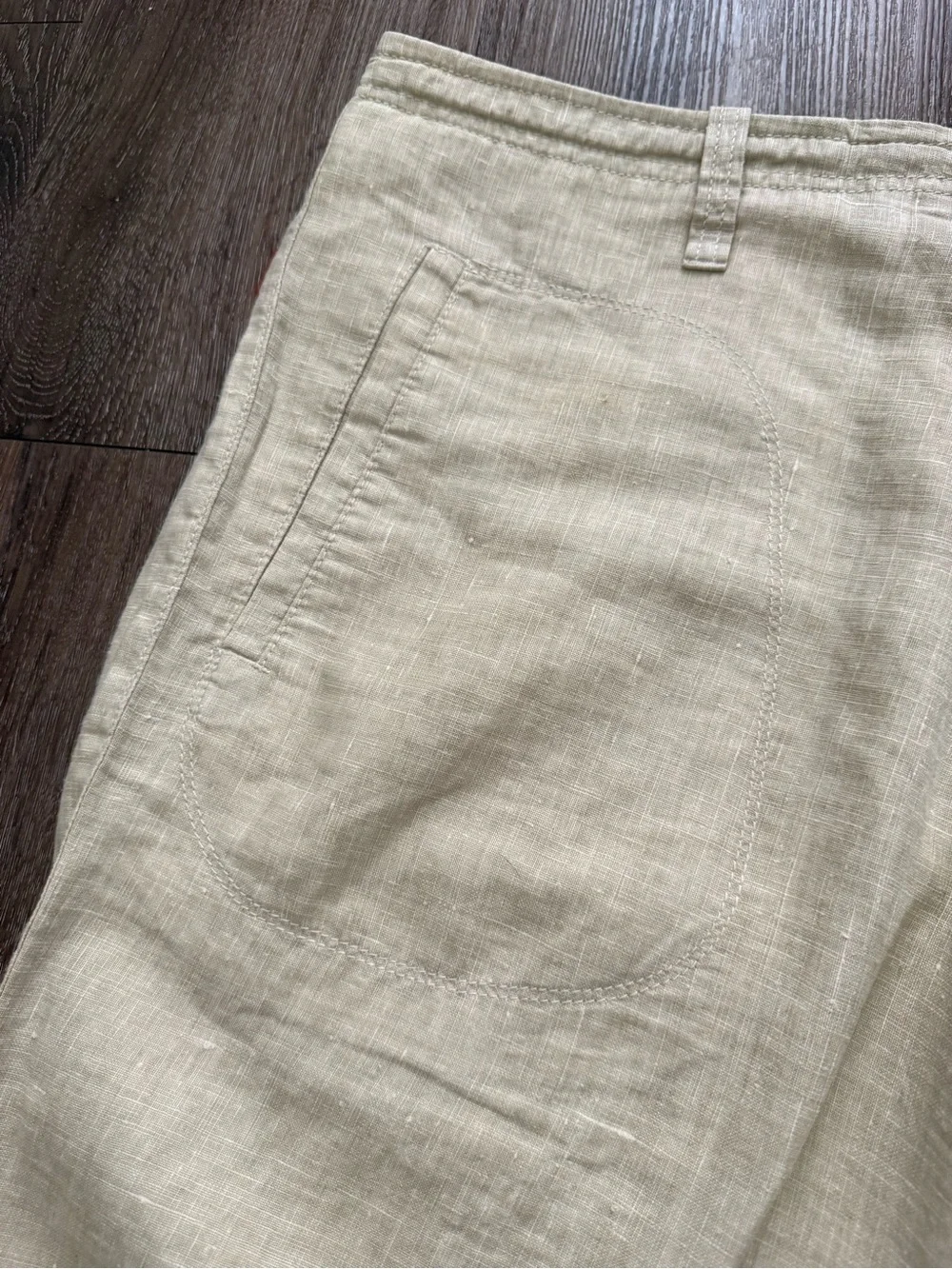 Hugo Boss Men's Light Cream Wide Linen Drawstring Pants